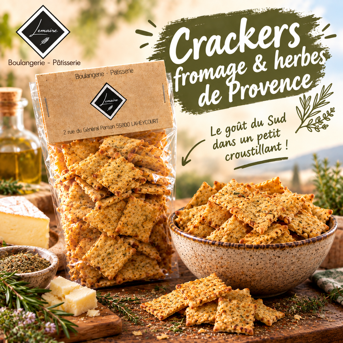 Crackers saveur fromage / herbe de Provence